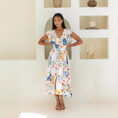 Vestido de botonadura sencilla con estampado floral de Independent St