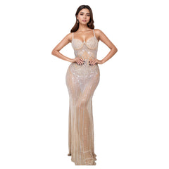 Wear Sleeveless Sheath Rhinestone Strap Slim Fit Dress