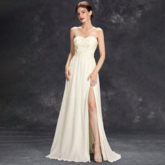 Elegante vestido de noche con escote tubo y abertura para cóctel o fiesta. Vestido para anfitriona de reunión anual.