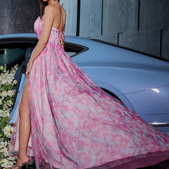 Vacation Dress Tube Top Without Backless Sleeveless Printed Party Formal Dress