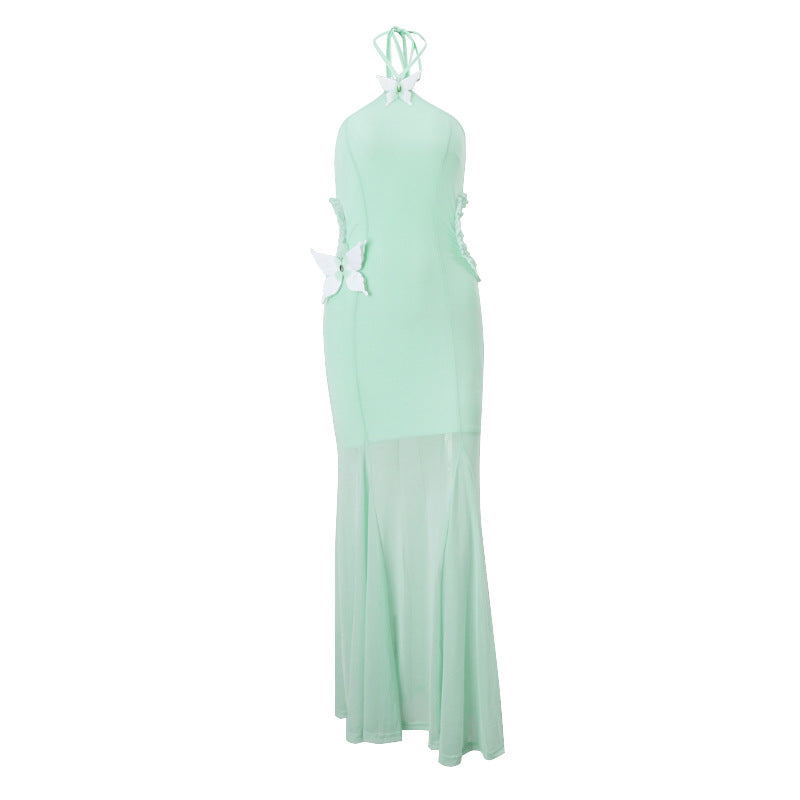 Butterfly Halter Neck Hollow Dress
