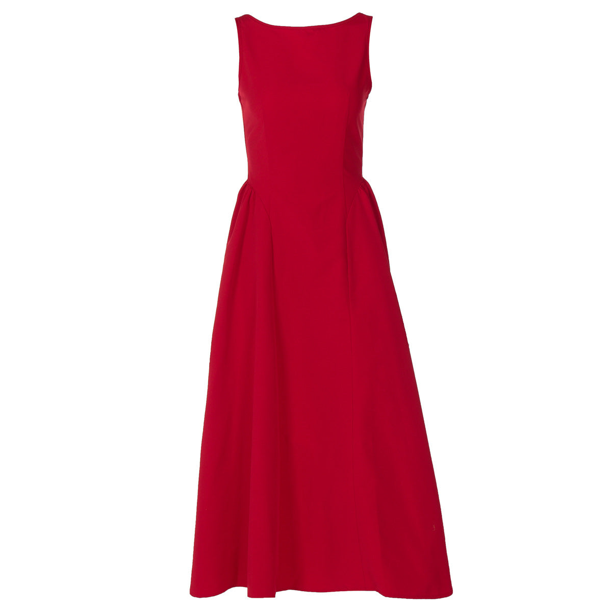 Vestido ajustado sin espalda y sin mangas de color sólido con cintura alta