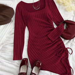 Simple Pure Dress  All Matching Sheath Wine Red Dress