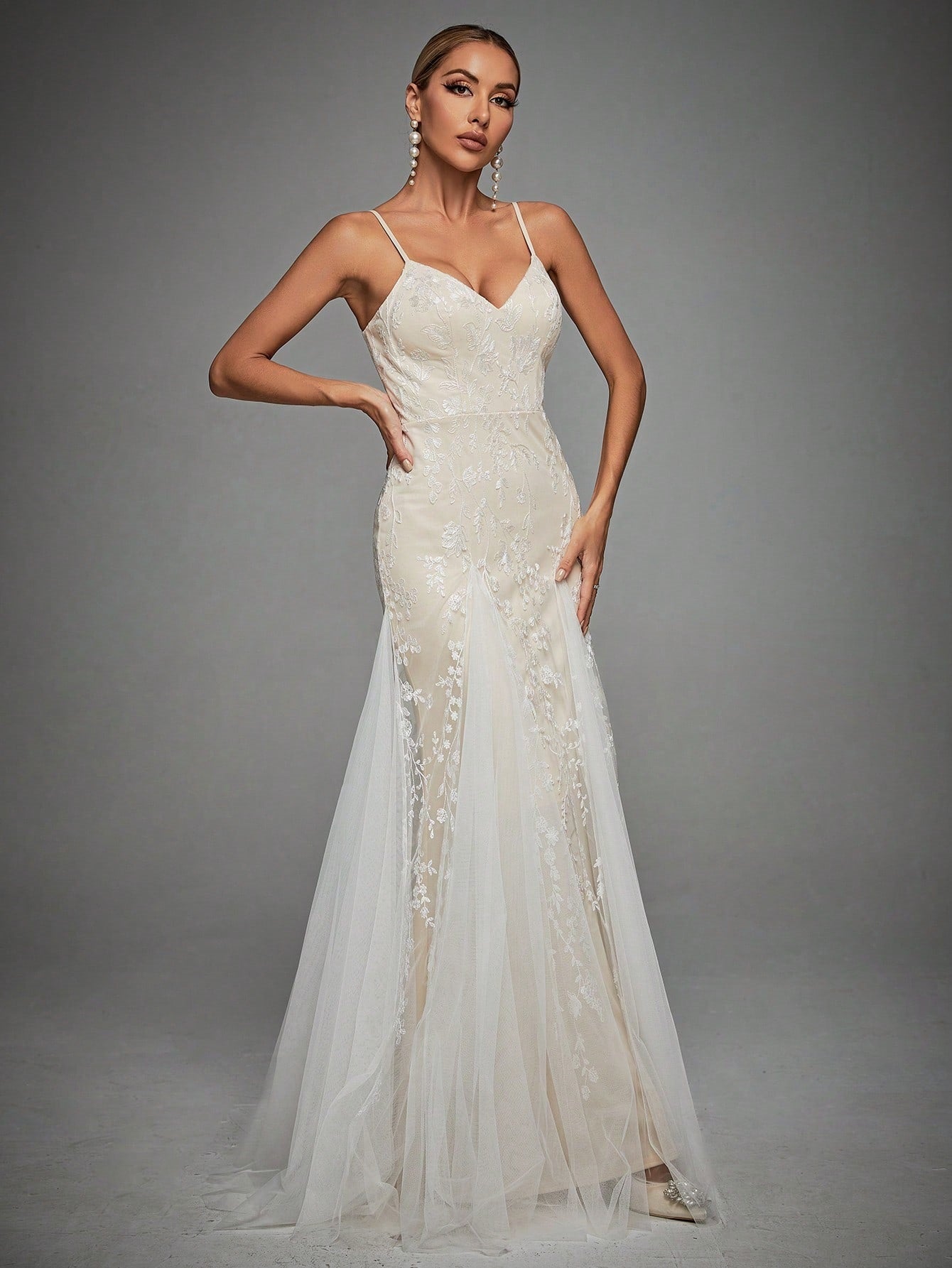 Strap Evening Dress Birthday Party Heavy Work Dress Slim Lace Fishtail AmiEmi Strap Evening Dress Birthday Party Heavy Work Dress Slim Lace Fishtail AmiEmi