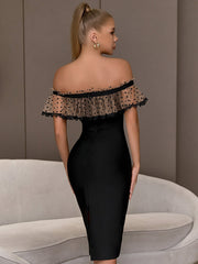 Vestido de noche ajustado con encaje y vendaje