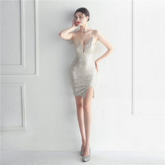 Vestido corto ajustado con tirantes finos, estilo dama de honor, para celebraciones, con diseño de coche