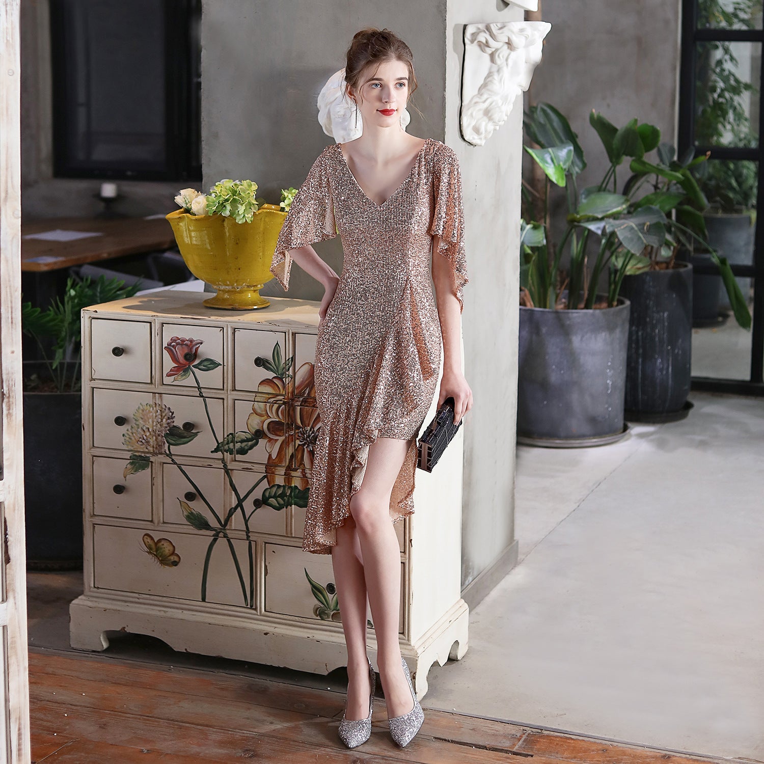 Vestido corto de lentejuelas coloridas para cóctel o noche, para fiesta o reunión, vestido pequeño de hada