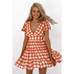 Plaid Printed Fresh Sweet Chiffon Dress