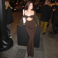 Elegant Big U Tie Chest Cup Bell Sleeve