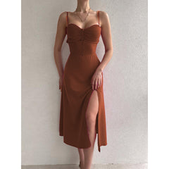 Trendy Waist Trimming Spaghetti Straps Dress