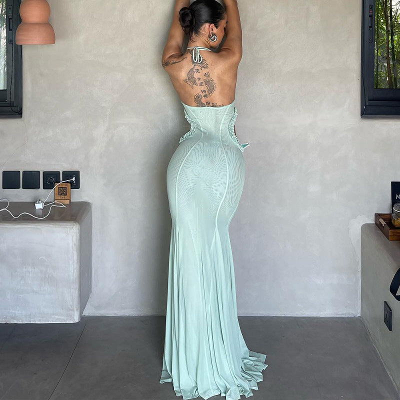 Butterfly Halter Neck Hollow Dress