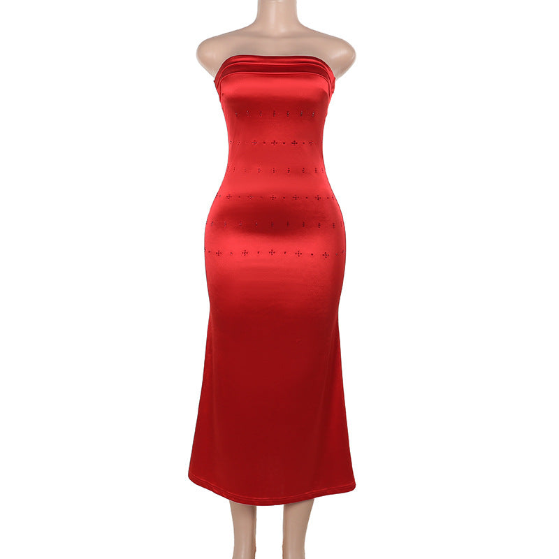 Fall Type Hip Socialite Elegant Slim Fit Dress Tube Top
