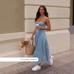 Vestido de mezclilla de imitación adelgazante con tirantes finos sin mangas de colección