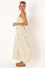 Striped Sleeveless Strap Backless Large Swing Casual Dress