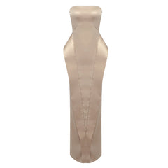 Fall Khaki Tube Top Dress Maxi Dress Personalized Design Slit Fashionable