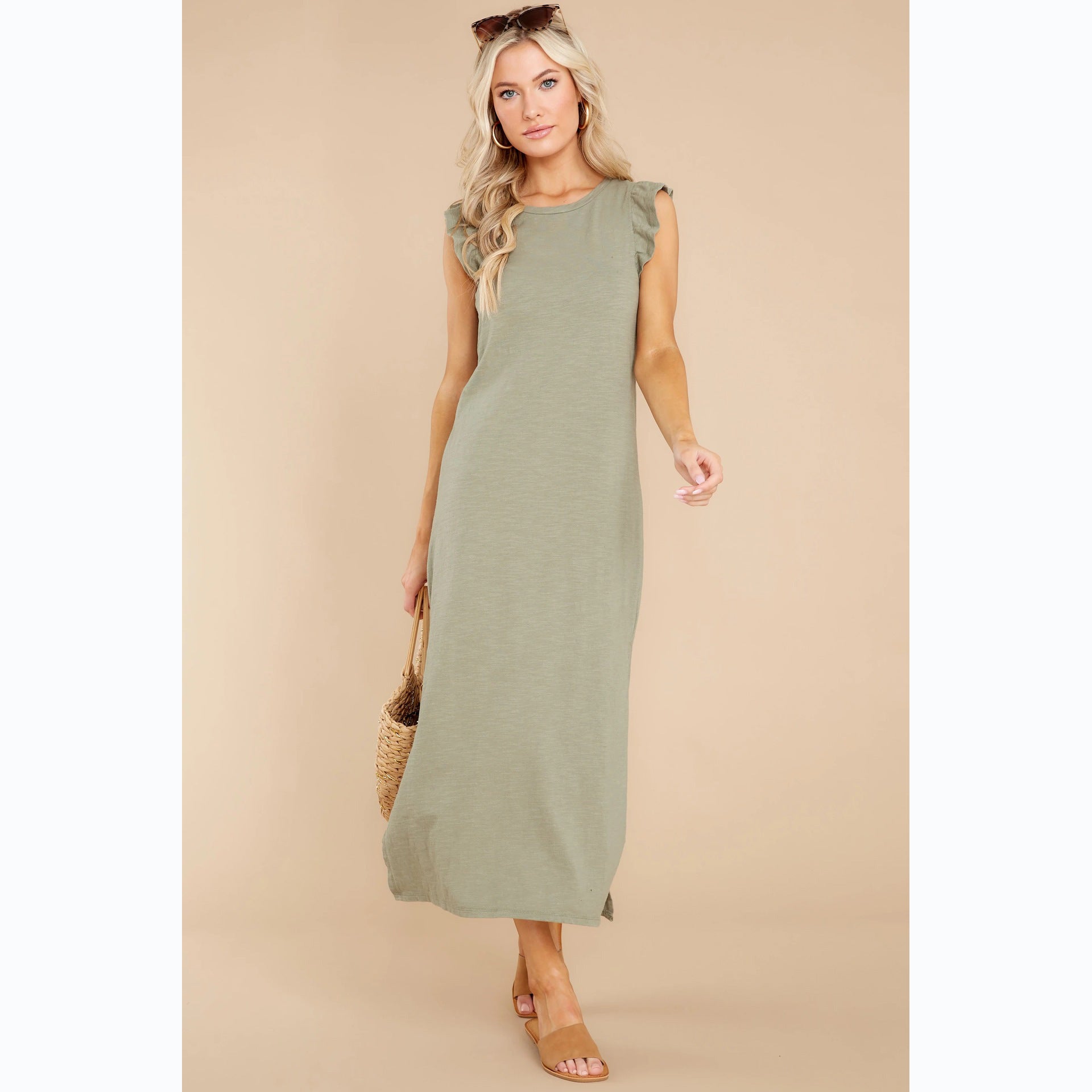 Casual Wooden Ear A Line Trousers Knitted Dress