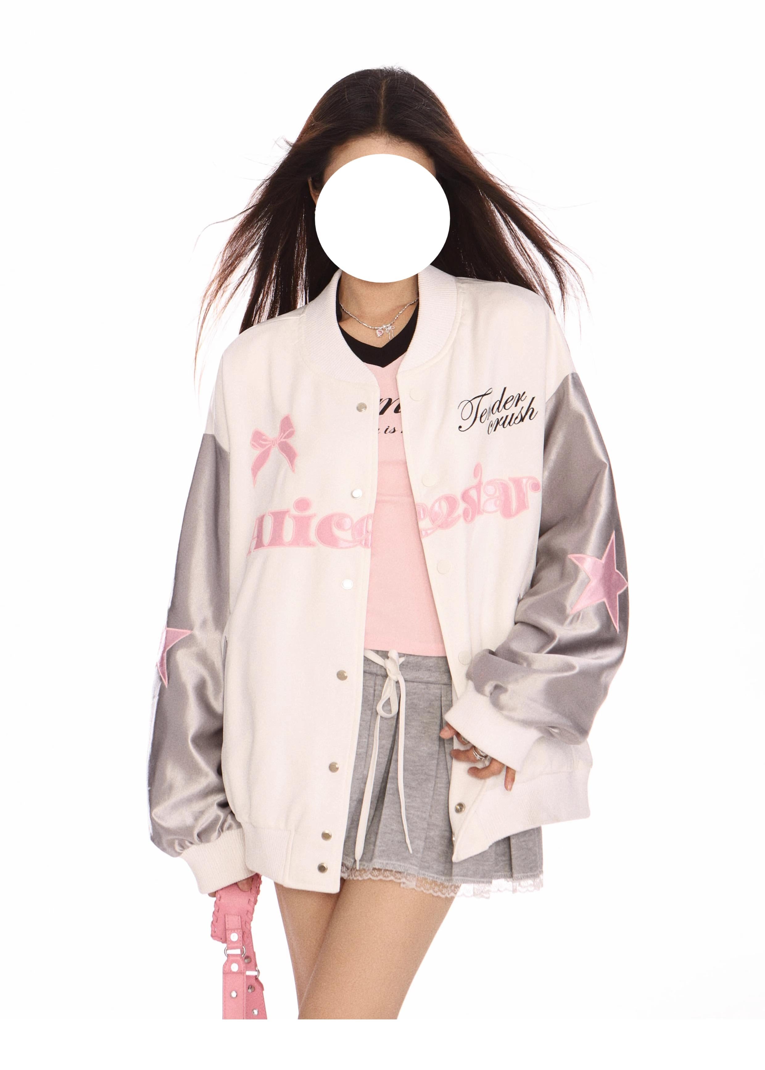 Butterfly Embroidered Baseball Jacket