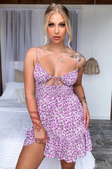Small Floral Print Strapless Strap Short Dress