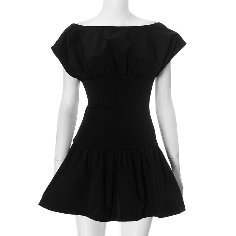 Vestido elegante de color sólido con cintura ajustada y corte entallado