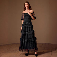 Vestido largo bandeau ajustado para cóctel