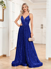 Vestido de noche con lentejuelas y espalda descubierta, escote en V profundo, vestido de dama de honor, vestido formal para fiesta, cóctel