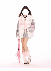 Butterfly Embroidered Baseball Jacket