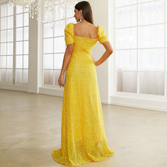 Slim Fit Catwalk Flash Short Sleeved Fishtail Bridesmaid Dress Evening Dress