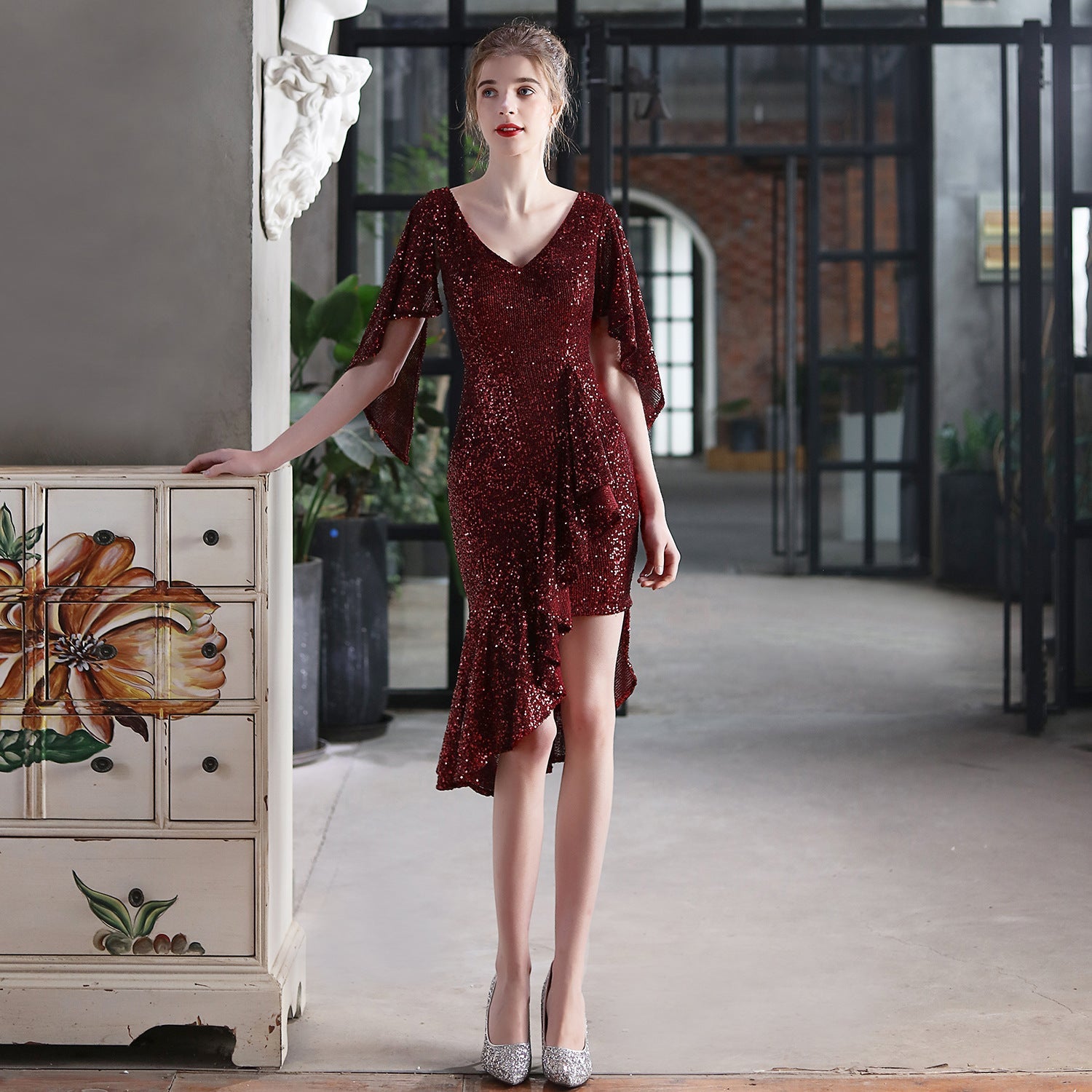 Vestido corto de lentejuelas coloridas para cóctel o noche, para fiesta o reunión, vestido pequeño de hada