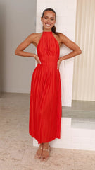 Fresh off Shoulder Halter Lace up Personality Backless Maxi Dress