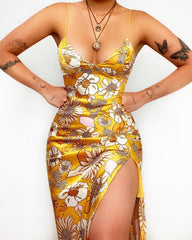 Vestido de tirantes finos con estampado digital floral