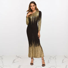 Vestido ajustado de manga larga con estampado