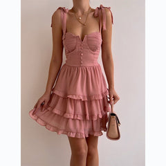 Sweet Solid Color Chiffon Dress