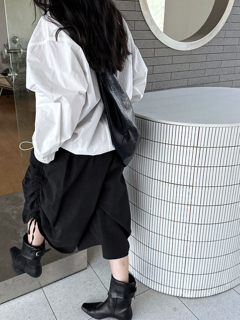 Elegant Double Pocket Polo Collar Casual Shirt All Matching Bandage Dress Shirt