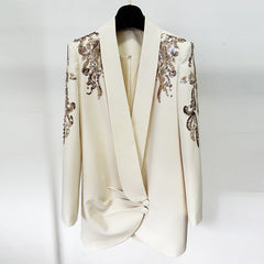 Vestido elegante con cuello de diamantes y cuentas de Heavy Industry