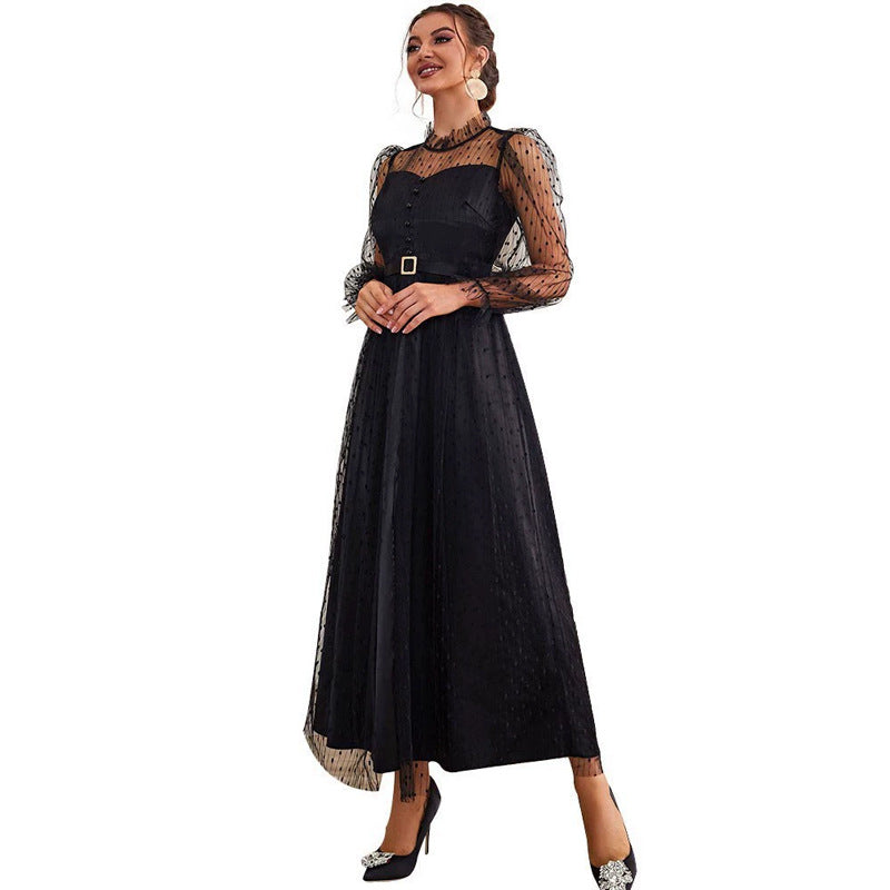 Fall Lace Maxi Dress Party Gathering Evening Dress