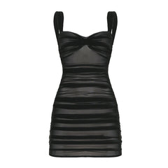 Vestido de malla de doble capa para calle, ajustado, con top de tubo y paquete de cadera.