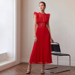 Vestido largo plisado de cóctel formal con diseño tridimensional de interés especial