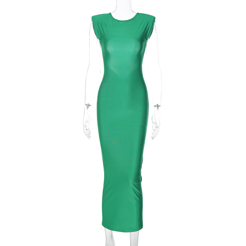 Tight Backless Cutout Design Maxi Dress Street Hipster Waist Controlled Dress Summer