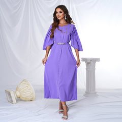 Vestido de cóctel de noche con escote en V y manga corta larga para dama de honor, corte A