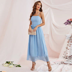 Sling Dress Sleeveless Mesh Maxi Dress
