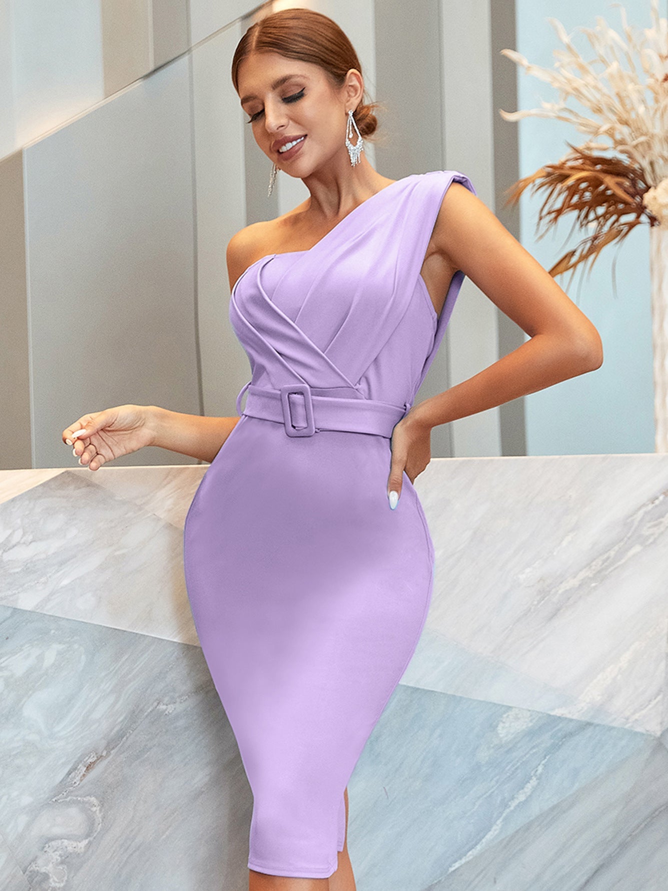 Vestido de noche sin mangas de un hombro Vestido de club Vestidos