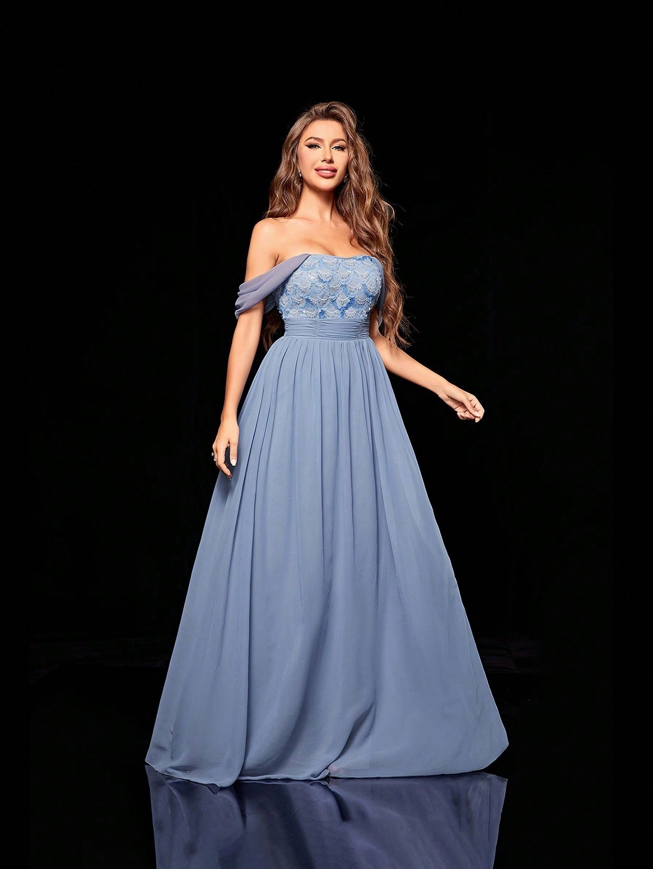 Off Shoulder Tube Top Evening Dress Annual Meeting Host Birthday Party Evening Dress for