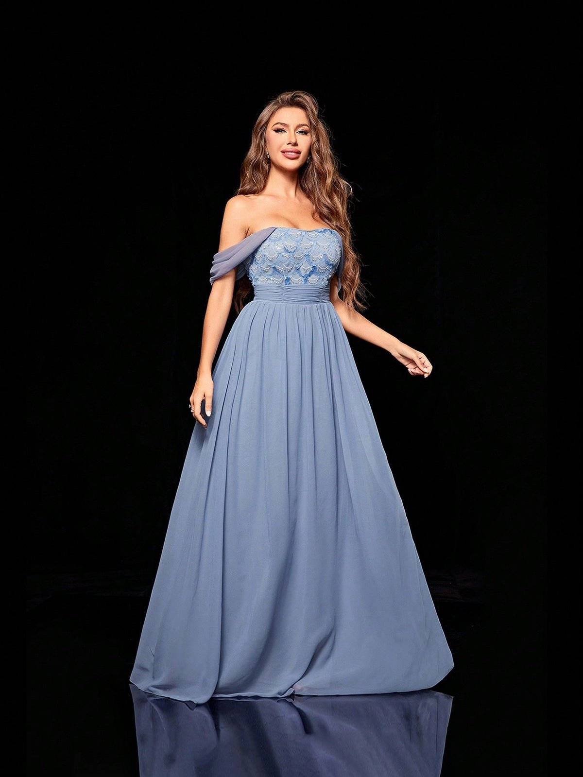 Off Shoulder Tube Top Evening Dress Annual Meeting Host Birthday Party Evening Dress for
