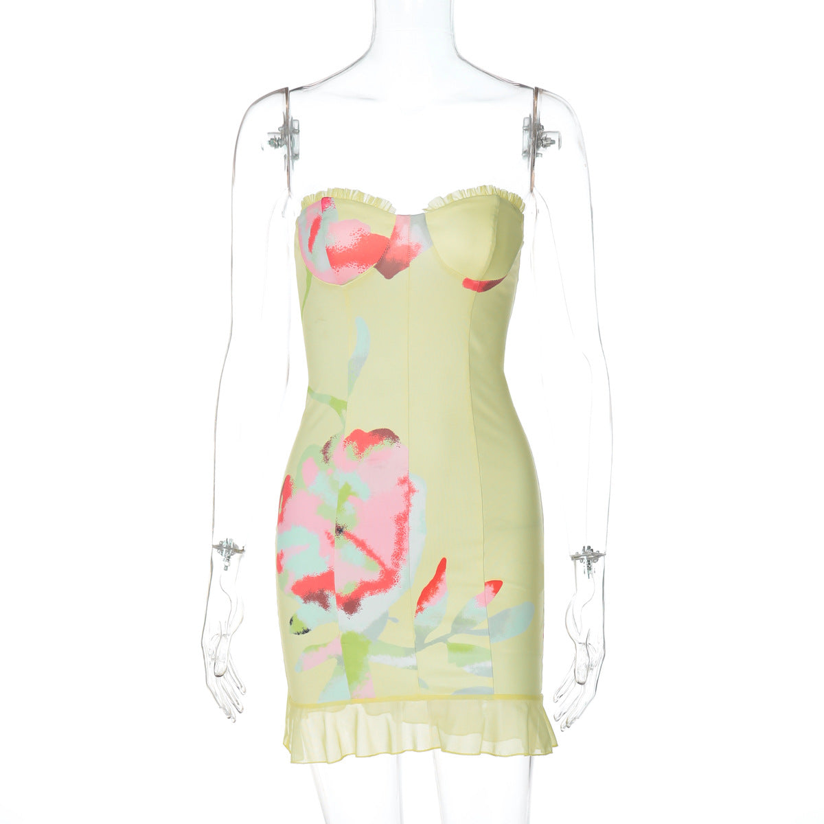 Printed Sleeveless Tube Top Short Slim Sheath