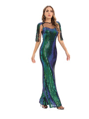 Vestido verde retro para fiesta de noche