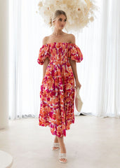 Vestido ajustado de fiesta con espalda descubierta y vuelo amplio, cuello descubierto, estampado de verano