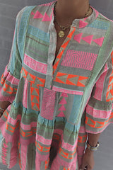 StAlone Printed V-neck Three Quarter Sleeve Dress