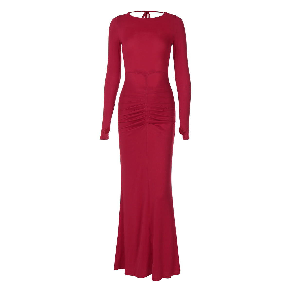 Vestido tubo largo ajustado con espalda descubierta y aberturas en la espalda