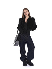 Puffer-Cordjacke mit Reißverschluss