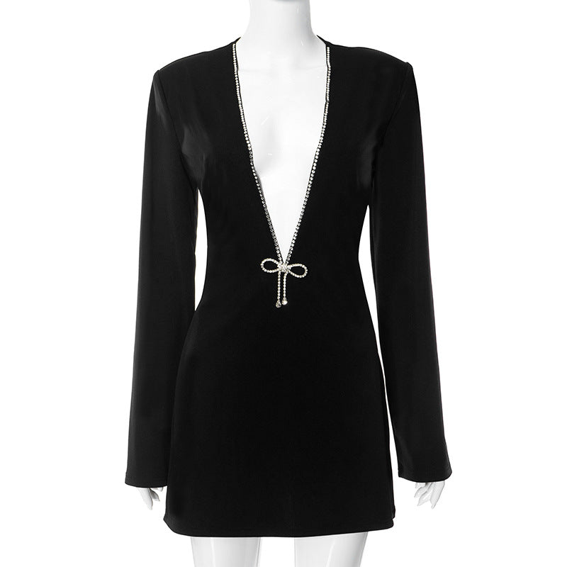 V neck Long Sleeve Dress
